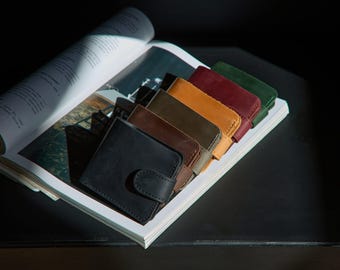 Personalized Men’s Leather Wallet, Bifold with Snap Closure, Gift for Him