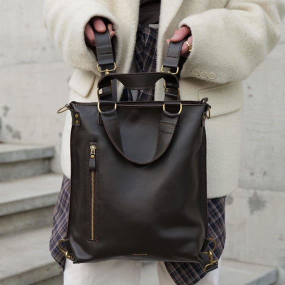 Convertible Backpack Purse: Women's Leather Satchel, Fits 13-16 Inch Laptop, Everyday Work Bag - Etsy Israel Convertible Backpack Purse: Women's Leather Satchel, Fits 13-16 Inch Laptop, Everyday Work Bag - Etsy Israel