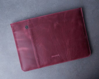 Burgundy Laptop Sleeve MacBook M1/M2/M3/Max, Premium Quality Leather MacBook Air Cover, MacBook Pro Cover, 13, 14, 15, 16, 17 inch Sleeve