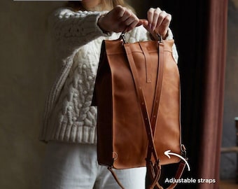 Leather Backpack Women Brown Leather Laptop Backpack, Handmade Personalized  Women Rucksack, School, College or City Large Laptop Backpack
