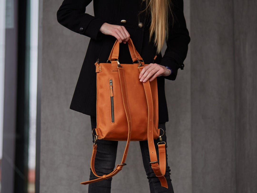 Faux Leather Convertible Laptop Backpack Tote Bag 16 inch Amazon.com: ECOSUSI Tote Bag Convertible Backpack Purse for  main image 2