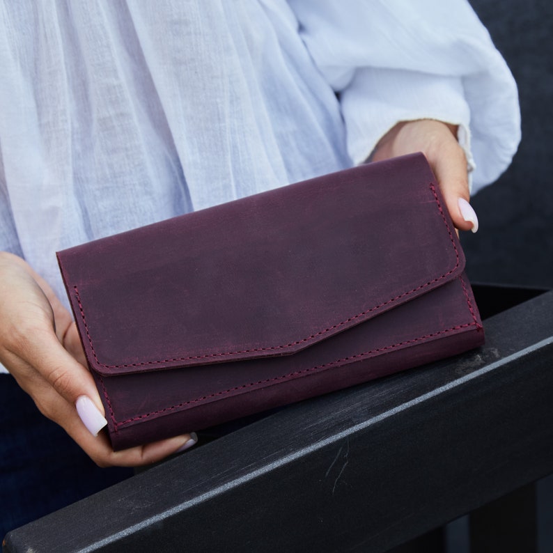 Women leather wallet, Monogrammed wallet, Personalized wallet, Wallet for Her, Leather wallet purse, Leather wallet women image 1