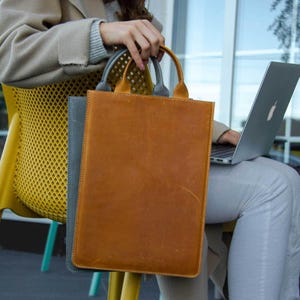 Leather MacBook Neo 13" Sleeve: Laptop Case with Handle, fits Air 13-15", Travel Laptop Bag