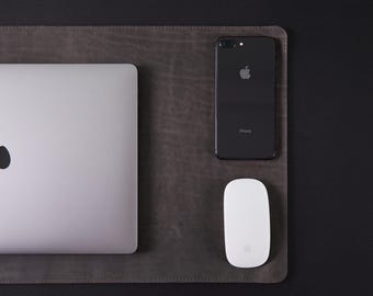 Monogram Leather Desk Pad: Personalized Mouse Mat, Office Workspace Accessory
