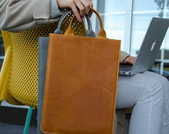 Macbook Pro 13 Case Sleeve Handle Bag, Leather Laptop Sleeve 16 inch, Macbook Sleeve, Mac Pro 15 Laptop Bags, Christmas gift, Leather gift