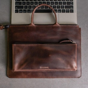 Maletín de cuero personalizado para MacBook Pro 16 M1, funda para MacBook Air M1 y M2 2022, funda para MacBook Air 11, funda con asa personalizada para computadora portátil