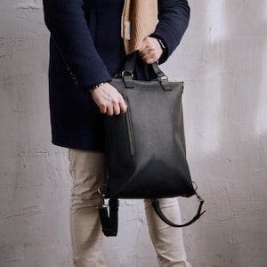 Custom leather laptop backpack | Minimalist tote bag for Her or Him | Leather convertible laptop purse for Women | Anniversary Gifts for Her