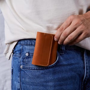 Cartera de cuero unisex personalizada / Cartera de cuero con sobre para efectivo / Regalo especial de Navidad para ella / Cartera de cuero con protección RFID