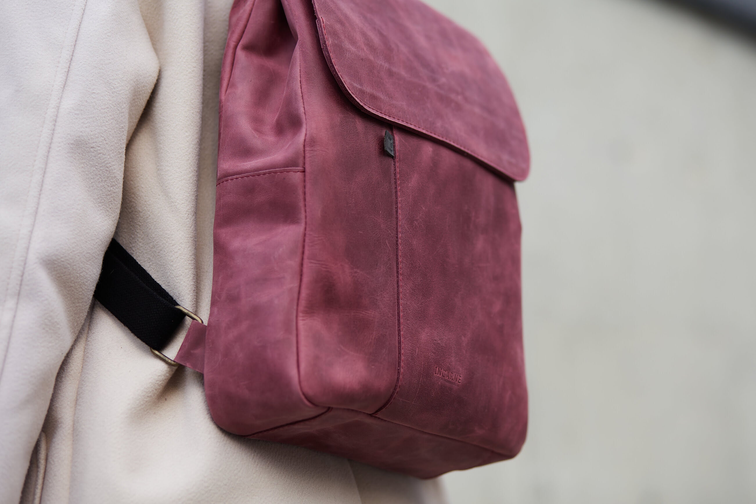 Leather Backpack Women Burgundy Laptop 13 Inch College Aesthetic