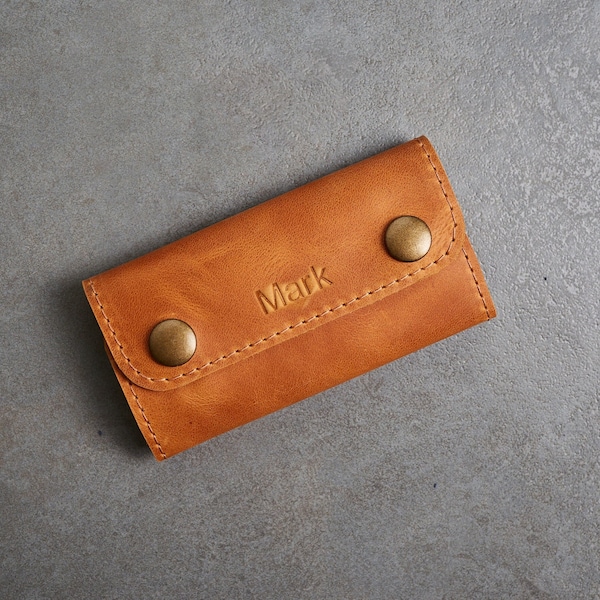 Personalized Leather Key Holder Case, Customized Key Wallet, Key Keeper Pouch, Leather Key Sleeve, Key Organizer Holder, Leather Key Case