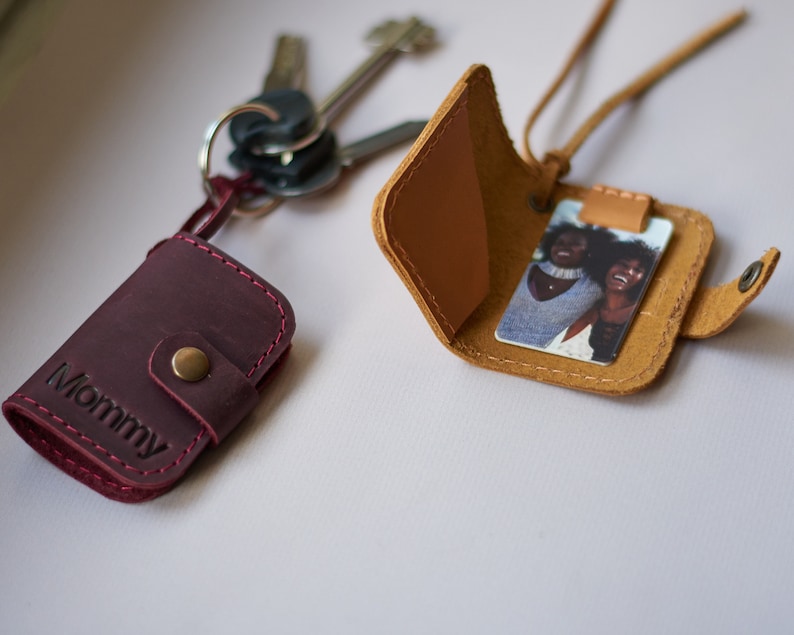 Customized Photo Keychain Personalized Image Keychain Leather Key Fob 5 year Anniversary Gift Birthday Gift for Him Mens Gift Travel Gift