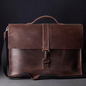 Maletín de cuero para portátil para hombre, bolso de oficina de cuero para hombre, bolso de cuero para MacBook, maletín de cuero personalizado, regalos personalizados, regalos para papá