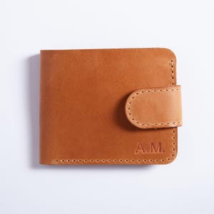 Cartera de cuero grabada para ella / Cartera de cuero minimalista para papá / Regalo especial de aniversario para él / Cartera de cuero con protección RFID