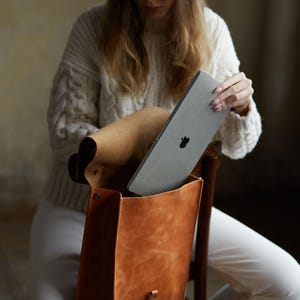 Personalized laptop backpack, women leather backpack, macbook backpack, leather rucksack, leather work bag for woman, custom gift for her