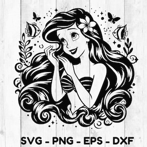 Paquete de La Sirenita SVG, PNG, EPS, DXF, SVG de sirena, archivos de corte de La Sirenita, SVG de Ariel, archivos Cricut de sirena, clip art de La Sirenita