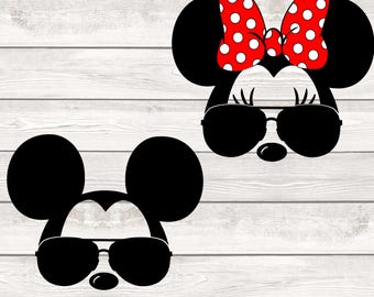Mickey and Minnie with Aviator Sunglasses SVG, digital download, mickey mouse, disney vacation, disney tshirt, sublimation, matching, png