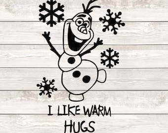 Me gustan los abrazos cálidos olaf svg, congelados svg, archivos de corte para cricut silueta, Olaf clipart, svg, png, eps archivos de corte clipart DESCARGA INSTANTÁNEA