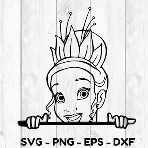 Tiana che sbircia - La principessa e il ranocchio - Download digitale, download istantaneo, file svg, dxf, eps, pdf e png inclusi!