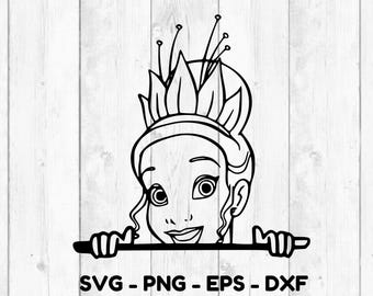Tiana Peeking  - Princess and the Frog - Digital Download, Instant Download, svg, dxf, eps, pdf & png files included!