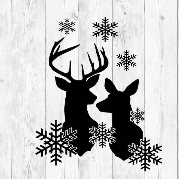 Merry Christmas Deer Svg, Christmas Deer Svg, Snowflake SVG, Christmas Svg files, Christmas Svg for Shirts, Christmas Cricut Svg Silhouette