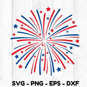 Fuochi d'artificio rossi, bianchi e blu - 4 luglio - Download digitale, download istantaneo, file svg, dxf, eps e png inclusi!