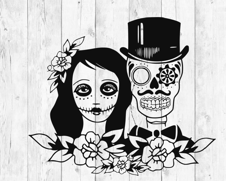 Skull Couple SVG, Skull Svg Bundle, Skull Love Svg, Gothic Wedding ...
