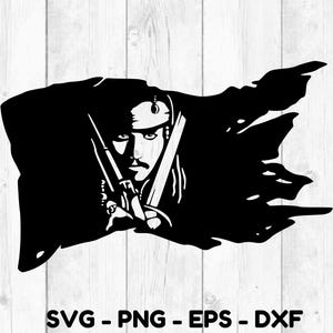 Captain Jack Sparrow SVG PNG JPG | Pirates of the Caribbean dxf eps pdf | Johnny Depp flag | Cut files  Instant Digital Download Cricut