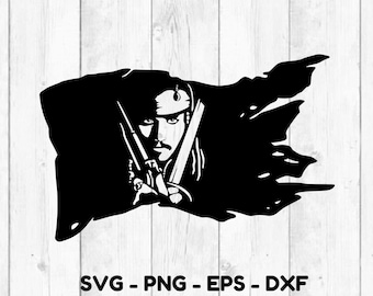 Captain Jack Sparrow SVG PNG JPG | Pirates of the Caribbean dxf eps pdf | Johnny Depp flag | Cut files  Instant Digital Download Cricut
