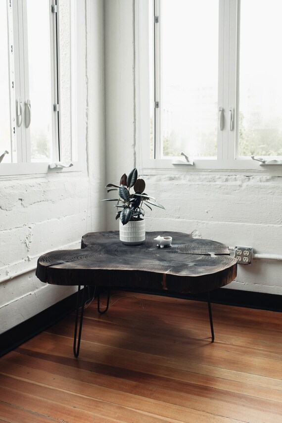 Charred wood coffee on sale table