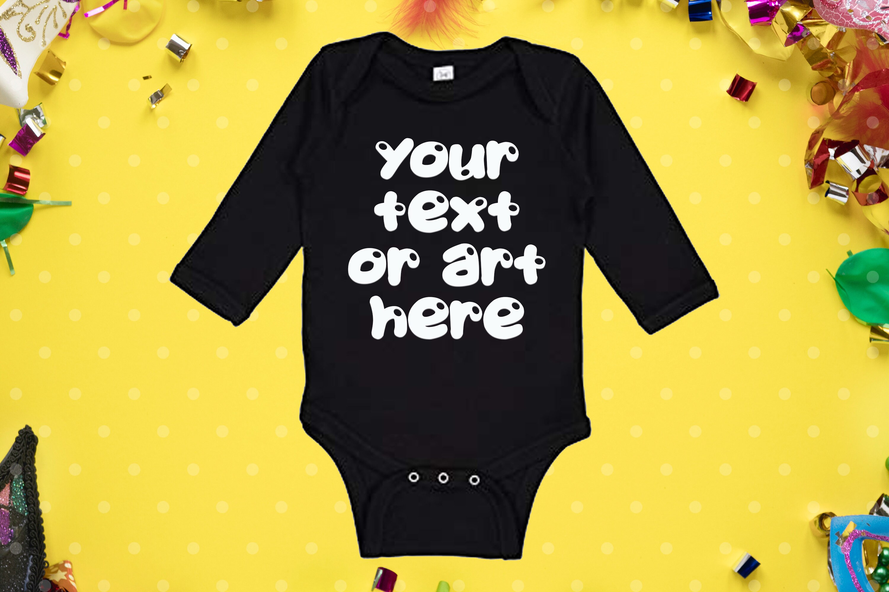 Black baby onesie Long sleeve onesie Your text here onesie Etsy