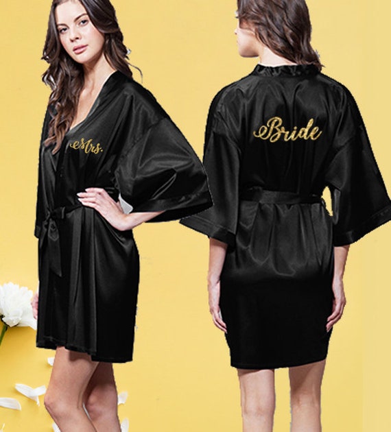 black satin bridesmaid robes