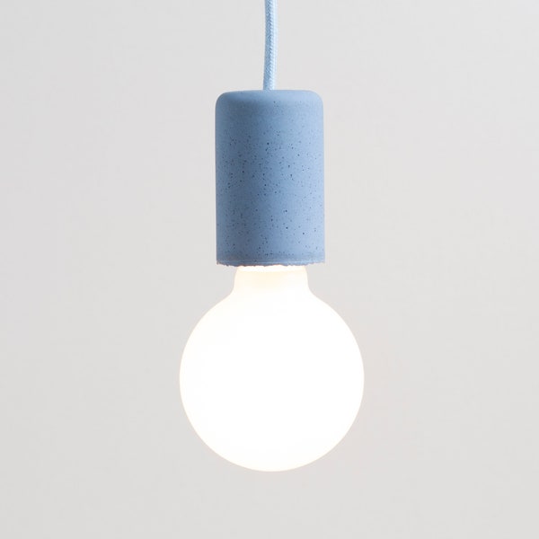 Lampe à suspension en béton fabriquée à la main - Collection Concretne Light - Couleur bleue