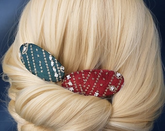 Sparkly Hair Clips: Handmade Gold & Pearl Barrettes