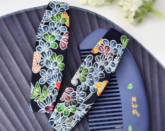 Japanese Silk Floral Barrette: Upcycled Vintage Kimono Hair Clip