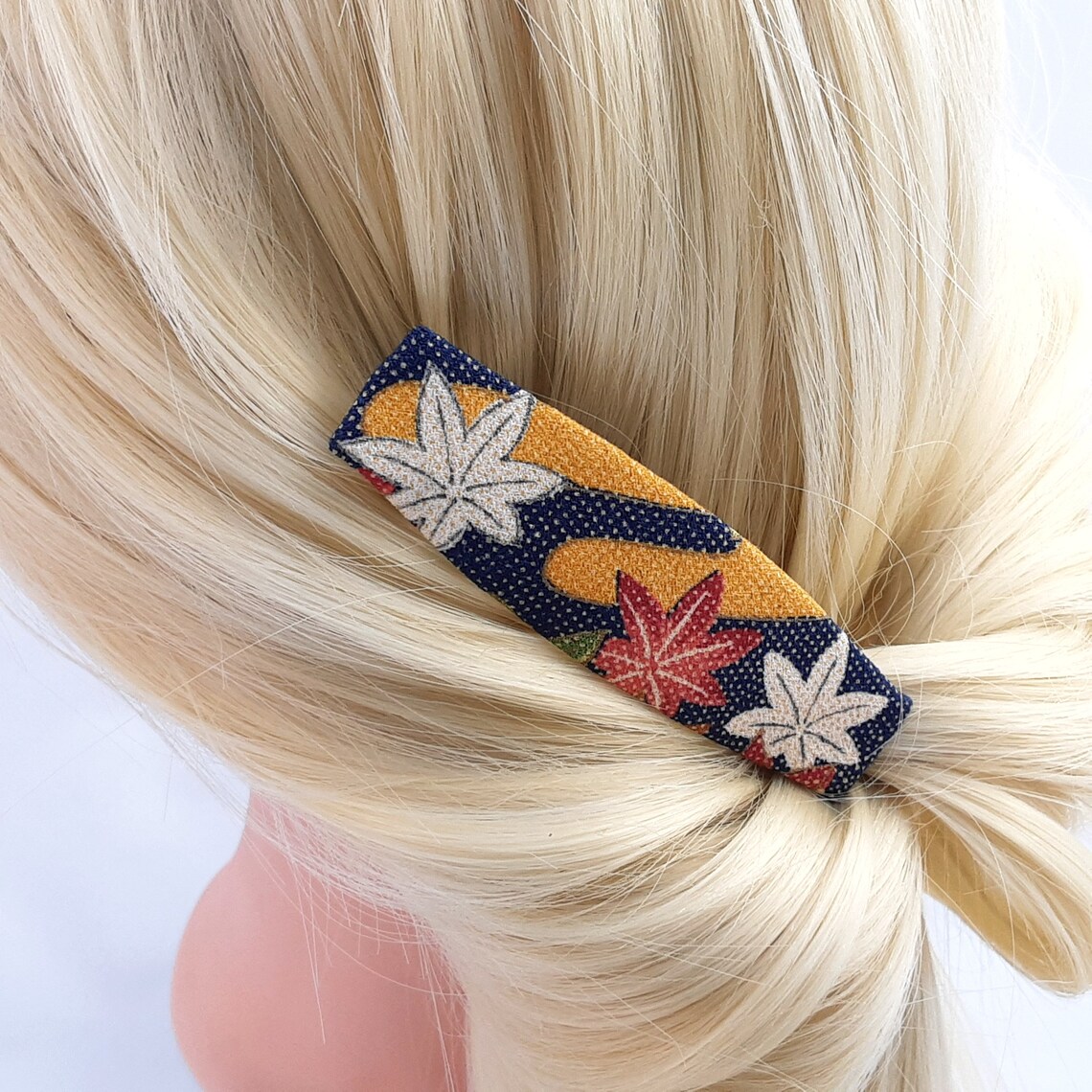 Japanese hair clip featuring maple leaves on antique kimono Etsy
