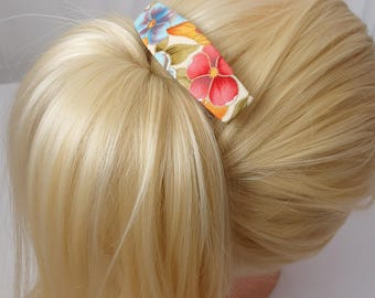 Handmade Floral Barrette: Colourful Vintage Cotton Hair Clip