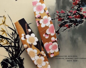 Barrette Sakura : barrette en coton avec fleurs de cerisier du Japon