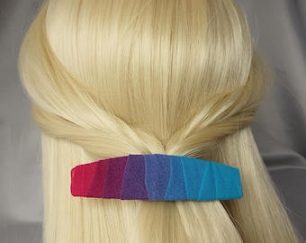 Textured Fabric Barrette – Pink, Purple & Turquoise