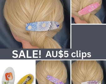 Unique hair clips and scrunchies. One of a kind handmade barrettes.