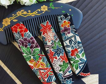Kimono Silk Barrette: Floral Hair Clip, Upcycled Vintage Fabric