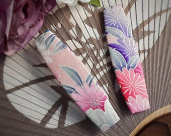 Barrette kimono en soie : pince à cheveux florale japonaise
