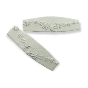 White embroidered hair clip. White barrette with white floral embroidery. Accessory with subtle texture for winter or summer, or a wedding. image 3