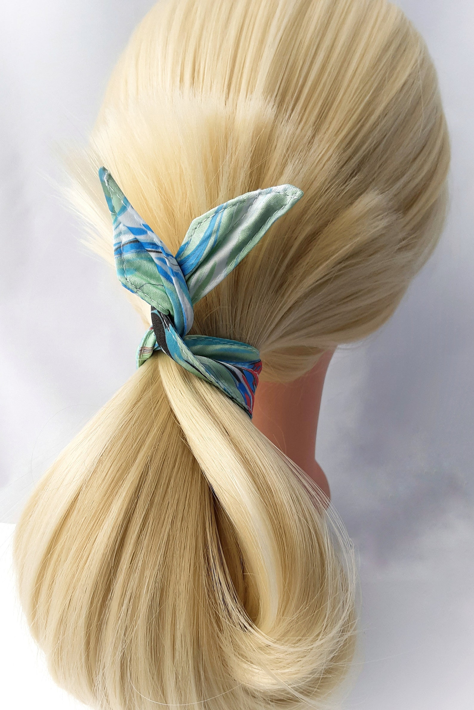 Marbled Green Satin Hair Cuff. Unique Adjustable Hair Bun Wrap Etsy