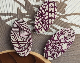 Small Purple Kimono Silk Hair Clip: Vintage Fabric Alligator Clip