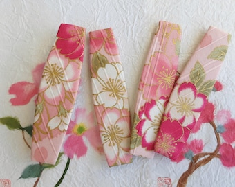 Sakura floral Japanese hair clip : pink and gold barrette