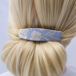 Silk Floral Hair Clip: Upcycled Cream & Blue Hair Barrette