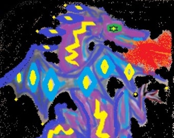 Multi-Color Designs Fire-Breathing Dragon Tattoo Art Printable Digital Download PDF Artwork Print Collectible Abstract Fantasy Illustration