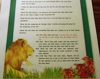 Salvation Prayer To Speak Out Loud W/Scripture From The Holy Bible With A Lion & Lamb Design Printable Digital Download