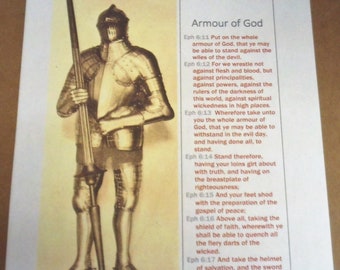 KJV Eph 6:11-17 Armour Of God Holy Bible Scripture Verses Passage Christian Printable Digital Download PDF Art Illustration Print  Display