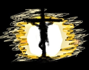 Jesus Hung Hanging On A Cross Crucifixion Crucified Death Silhouette Artwork Printable Digital Download PDF Art Decoration Printout Print